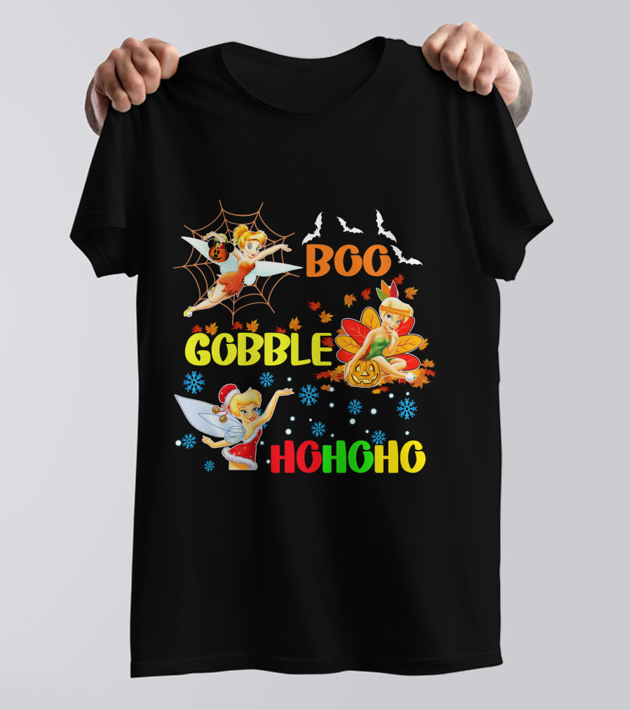 Tinkerbell Boo Gobble HoHoHo HalloThanksMas T-Shirt
