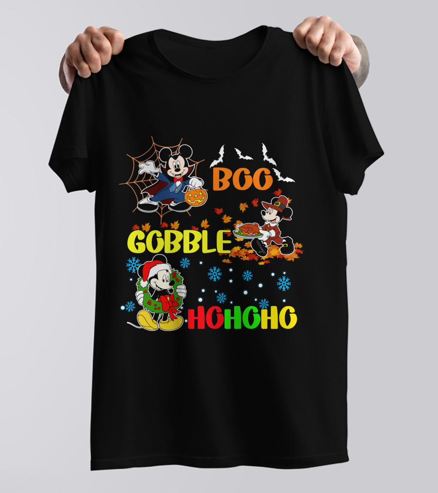 Mickey Boo Gobble HoHoHo T-Shirt