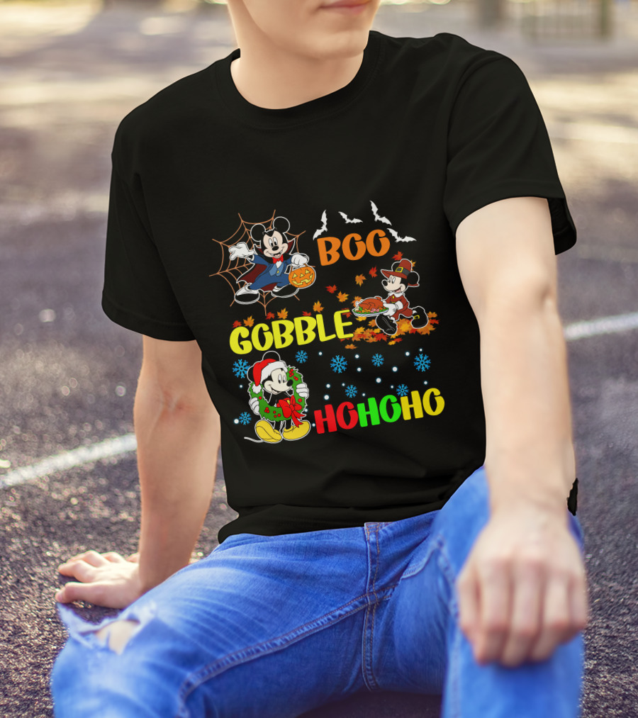 Mickey Boo Gobble HoHoHo T-Shirt