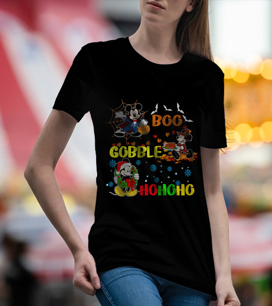 Mickey Boo Gobble HoHoHo T-Shirt