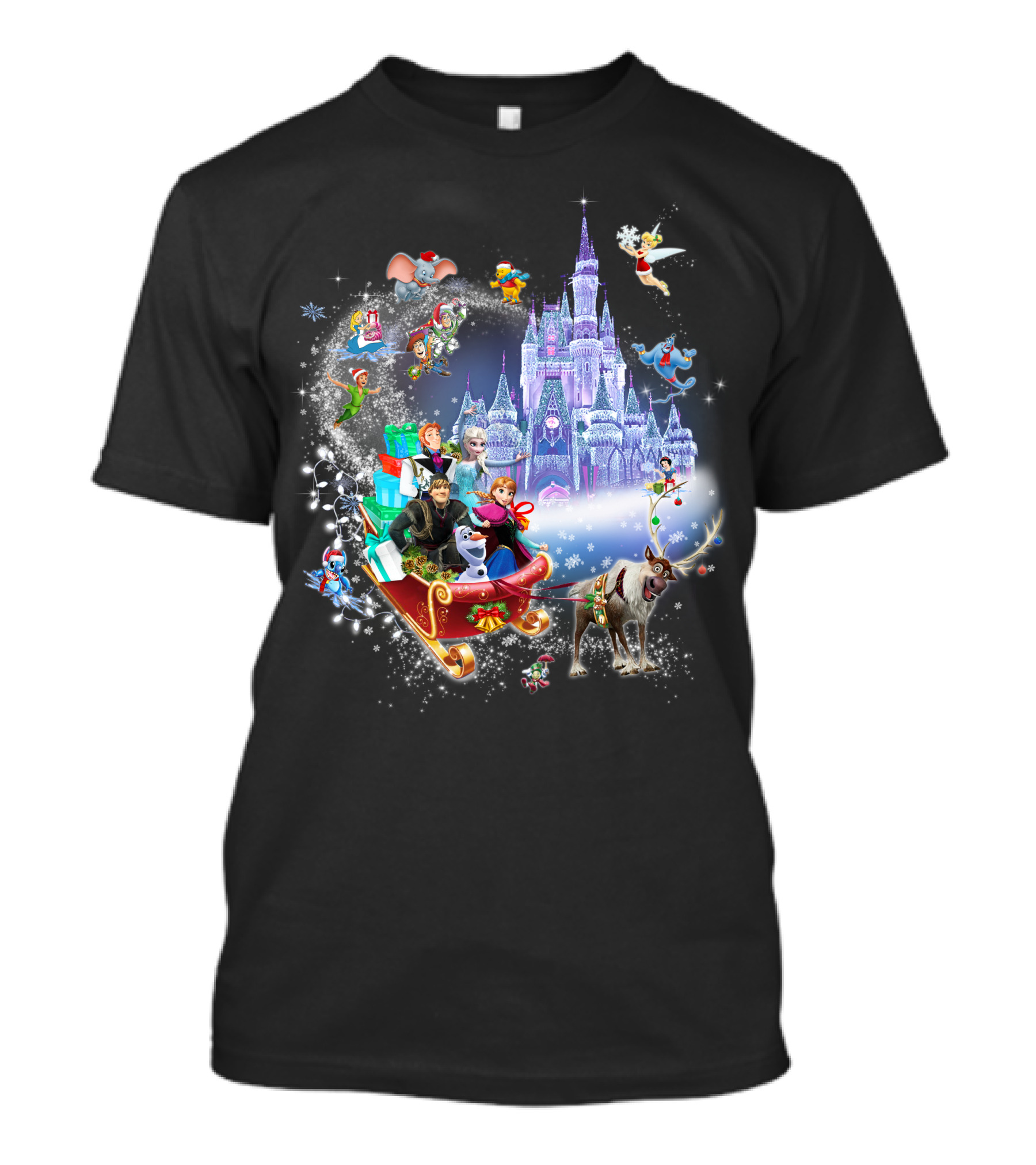 Frozen Disney Christmas Castle Sleigh Ride Adventure T-Shirt