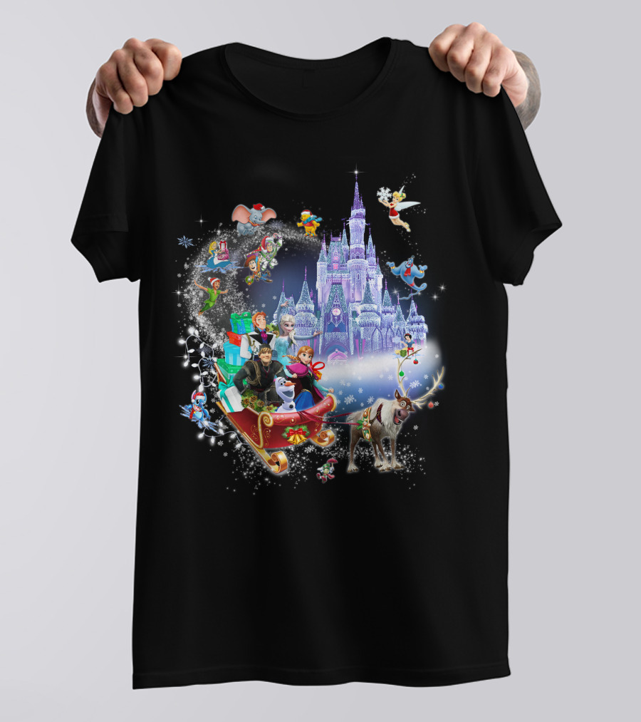 Frozen Disney Christmas Castle Sleigh Ride Adventure T-Shirt