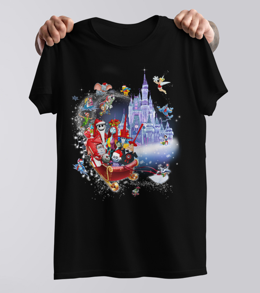 Jack Christmas Nightmare Before Christmas Disney Castle Crossover T-Shirt