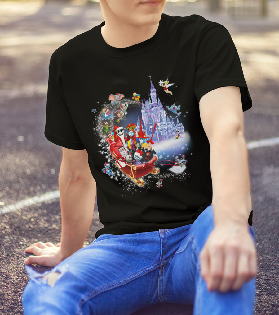 Jack Christmas Nightmare Before Christmas Disney Castle Crossover T-Shirt