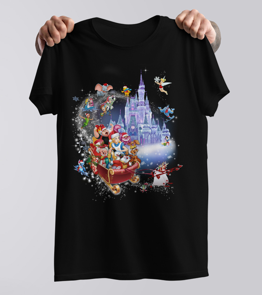 Alice Disney Christmas Wonderland With Castle And Characters T-Shirt