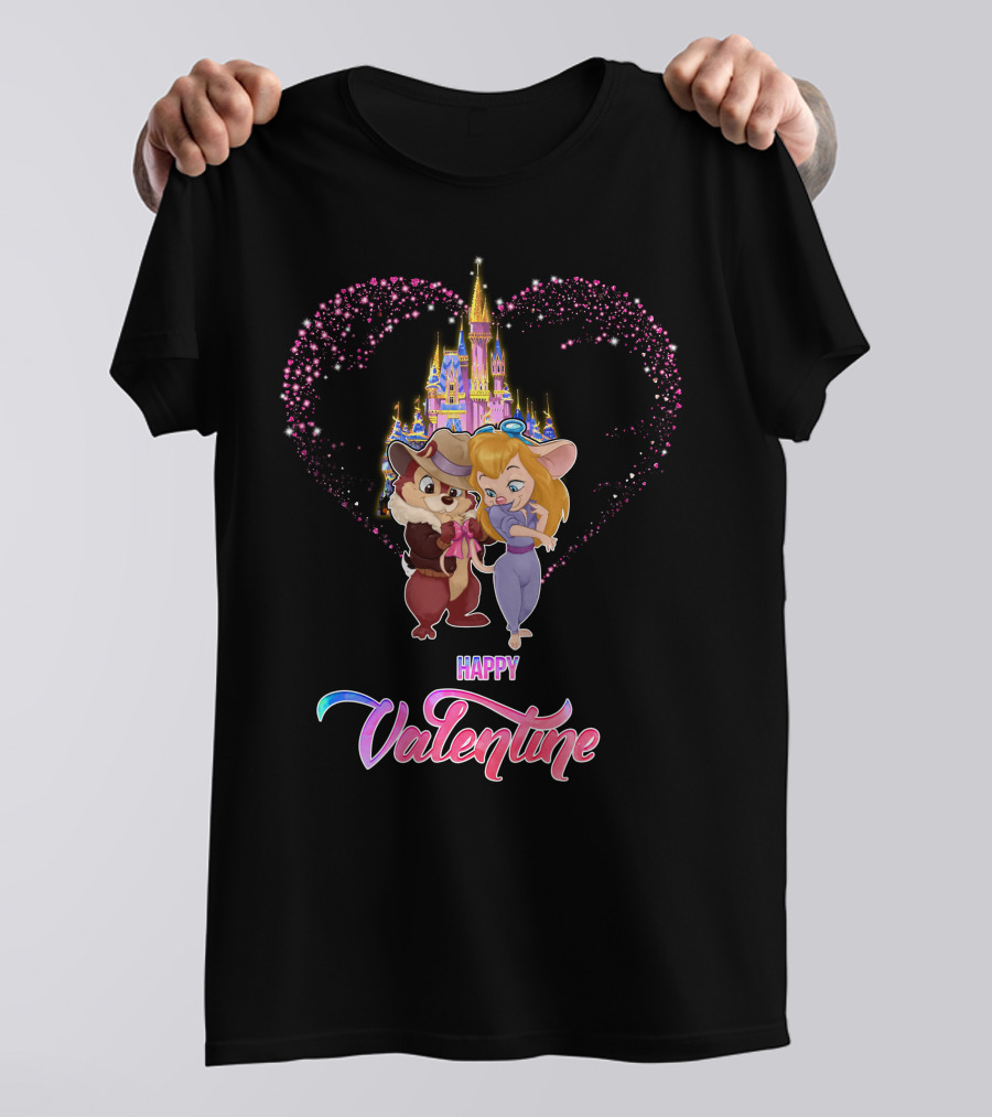 Happy Valentine Chip And Dale Castle Heart T-Shirt
