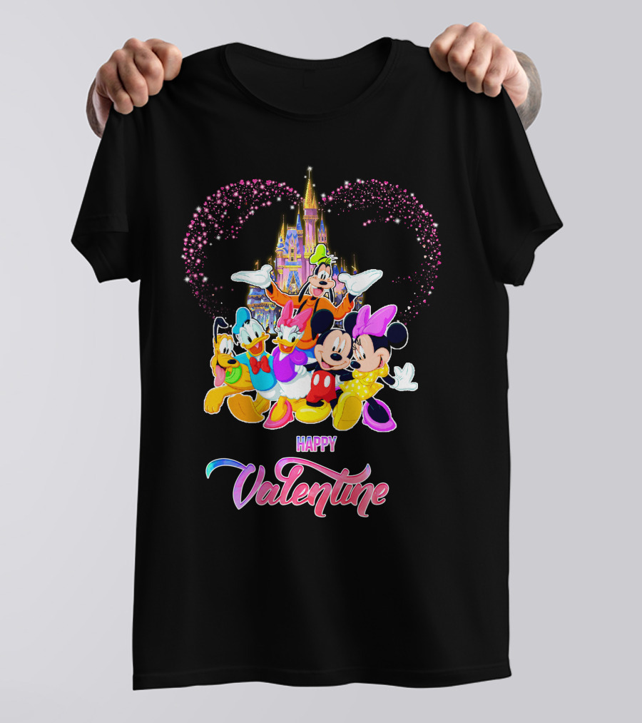 Mickey And Friends Happy Valentine Disney Castle T-Shirt