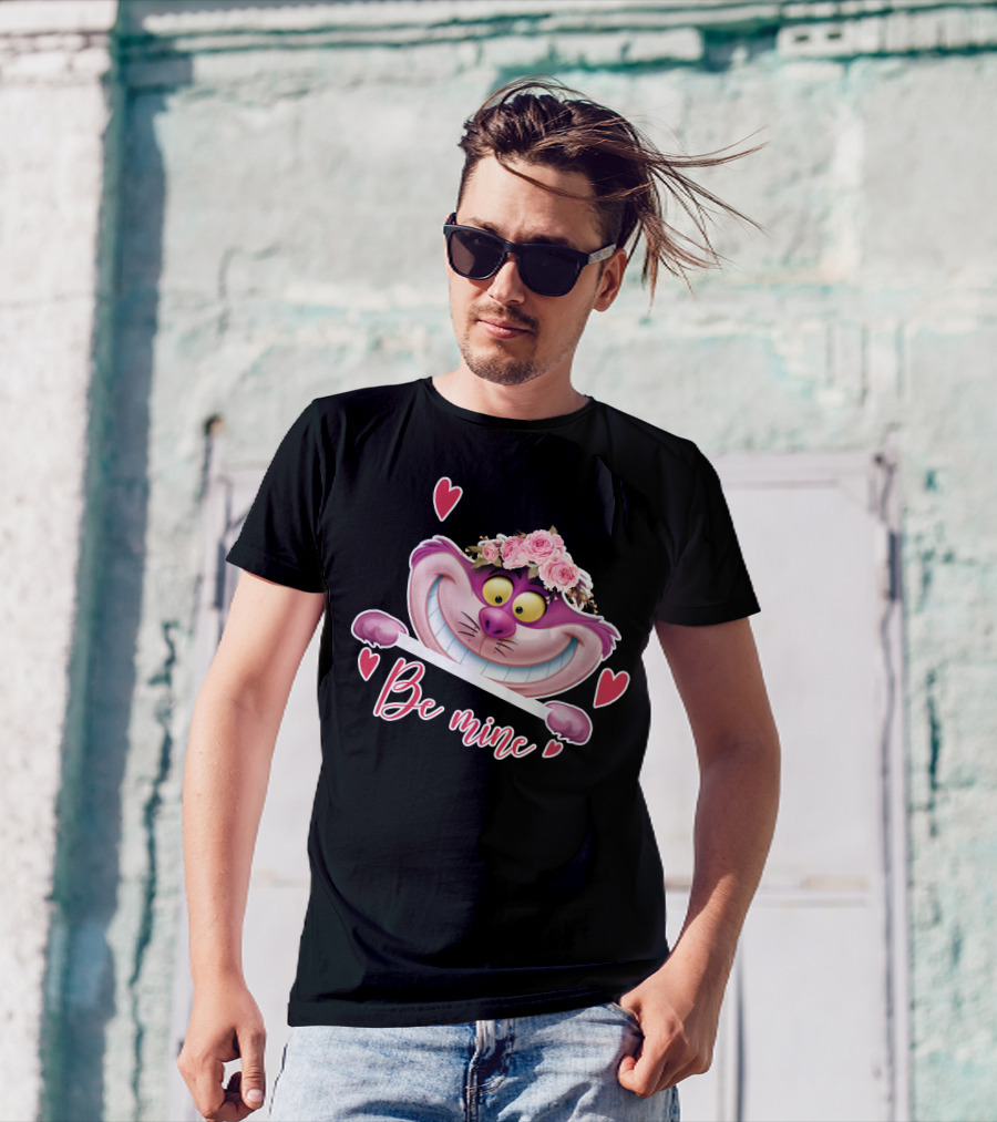 Cheshire Be Mine Valentine's Day Flower Crown Hearts T-Shirt