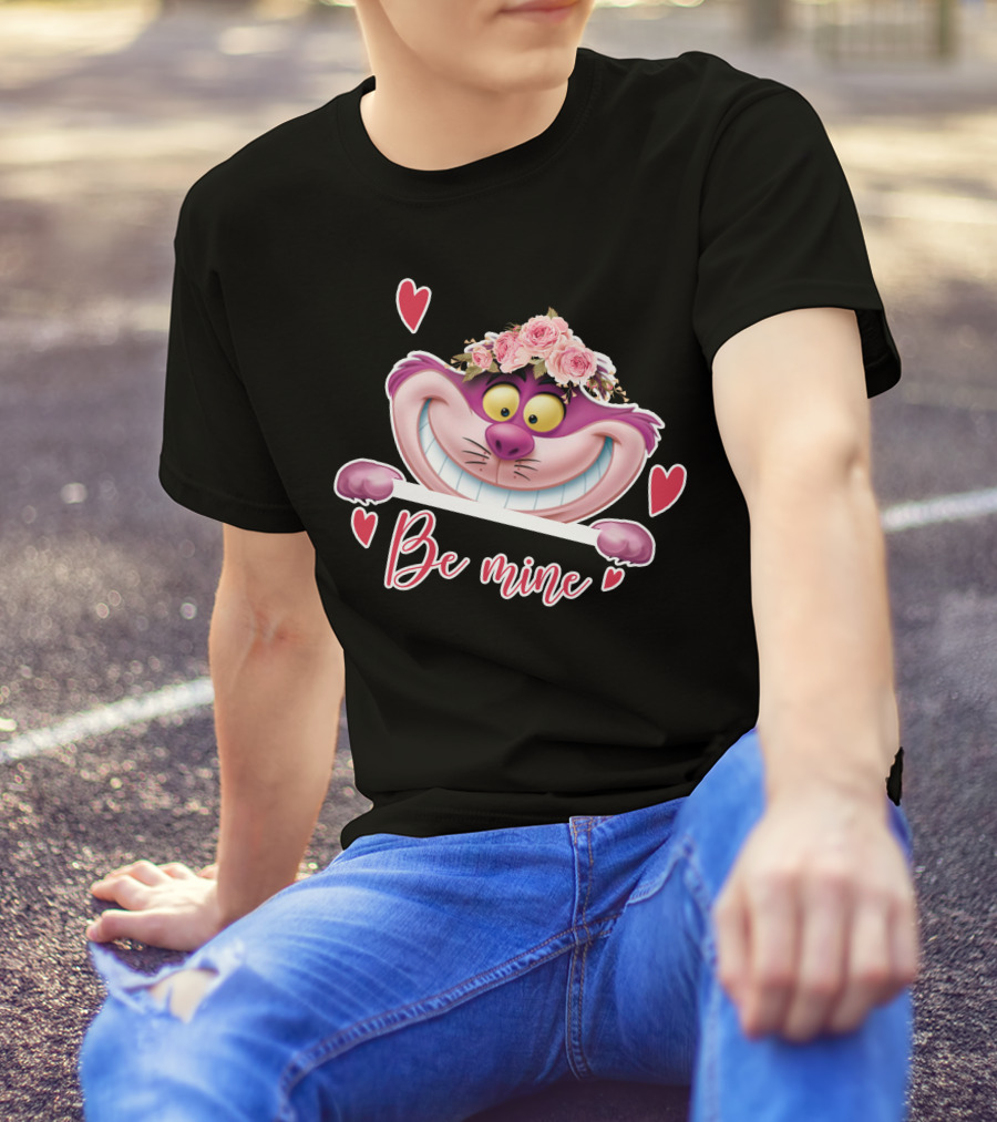 Cheshire Be Mine Valentine's Day Flower Crown Hearts T-Shirt