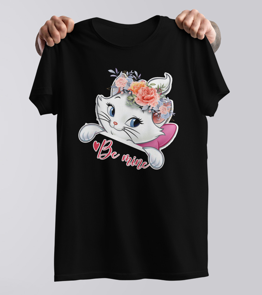 Marie Cat Be Mine Floral Headband T-Shirt
