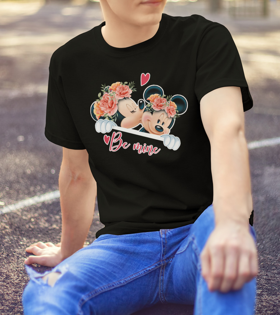 Mickey Minnie Be Mine Floral Romance T-Shirt