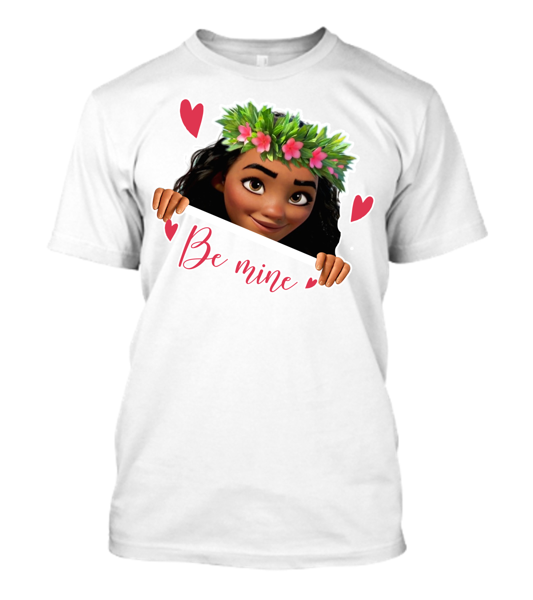 Moana Valentine's Be Mine Hearts Floral Crown T-Shirt