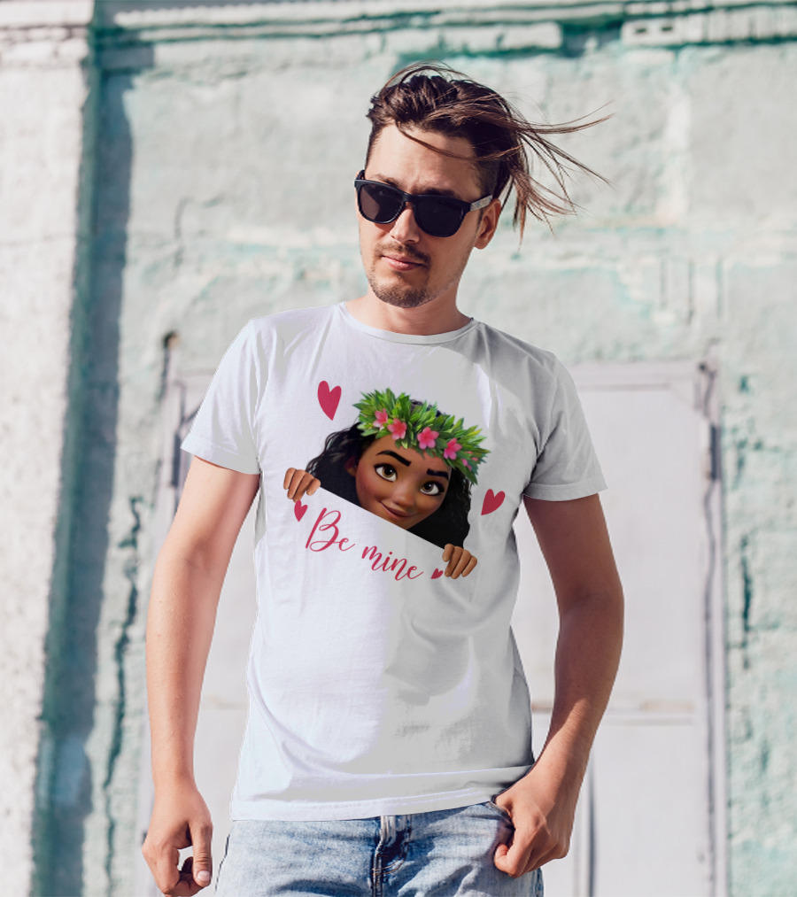 Moana Valentine's Be Mine Hearts Floral Crown T-Shirt