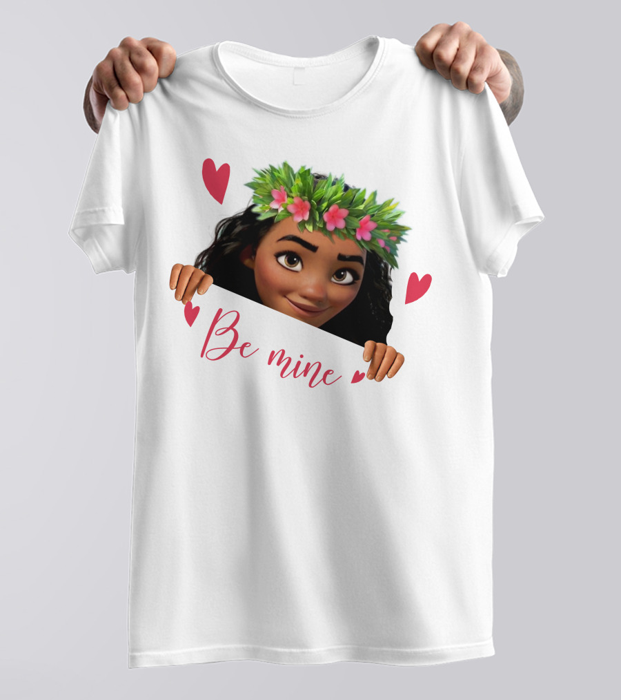Moana Valentine's Be Mine Hearts Floral Crown T-Shirt