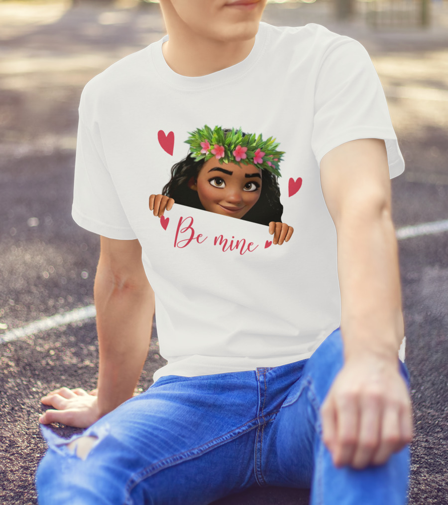 Moana Valentine's Be Mine Hearts Floral Crown T-Shirt