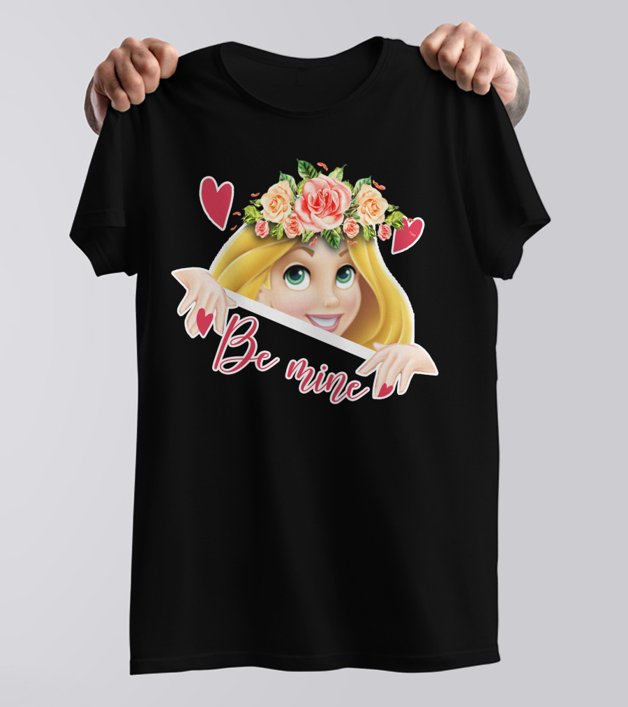 Rapunzel Floral Be Mine Valentines Hearts T-Shirt