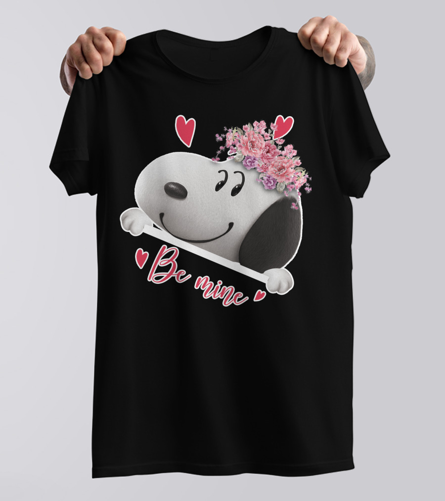 Snoopy Be Mine Hearts And Flowers T-Shirt