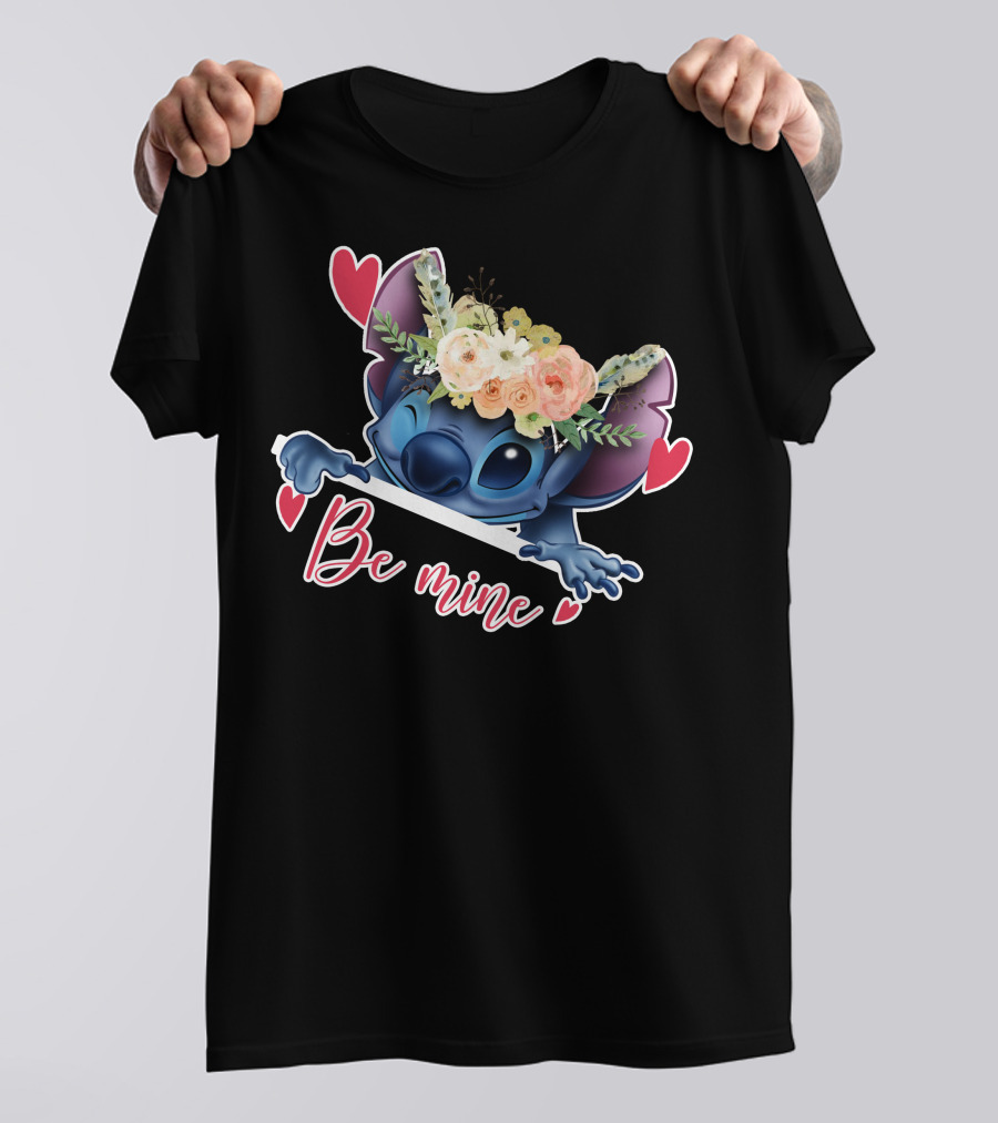Stitch Be Mine Floral Crown Hearts T-Shirt