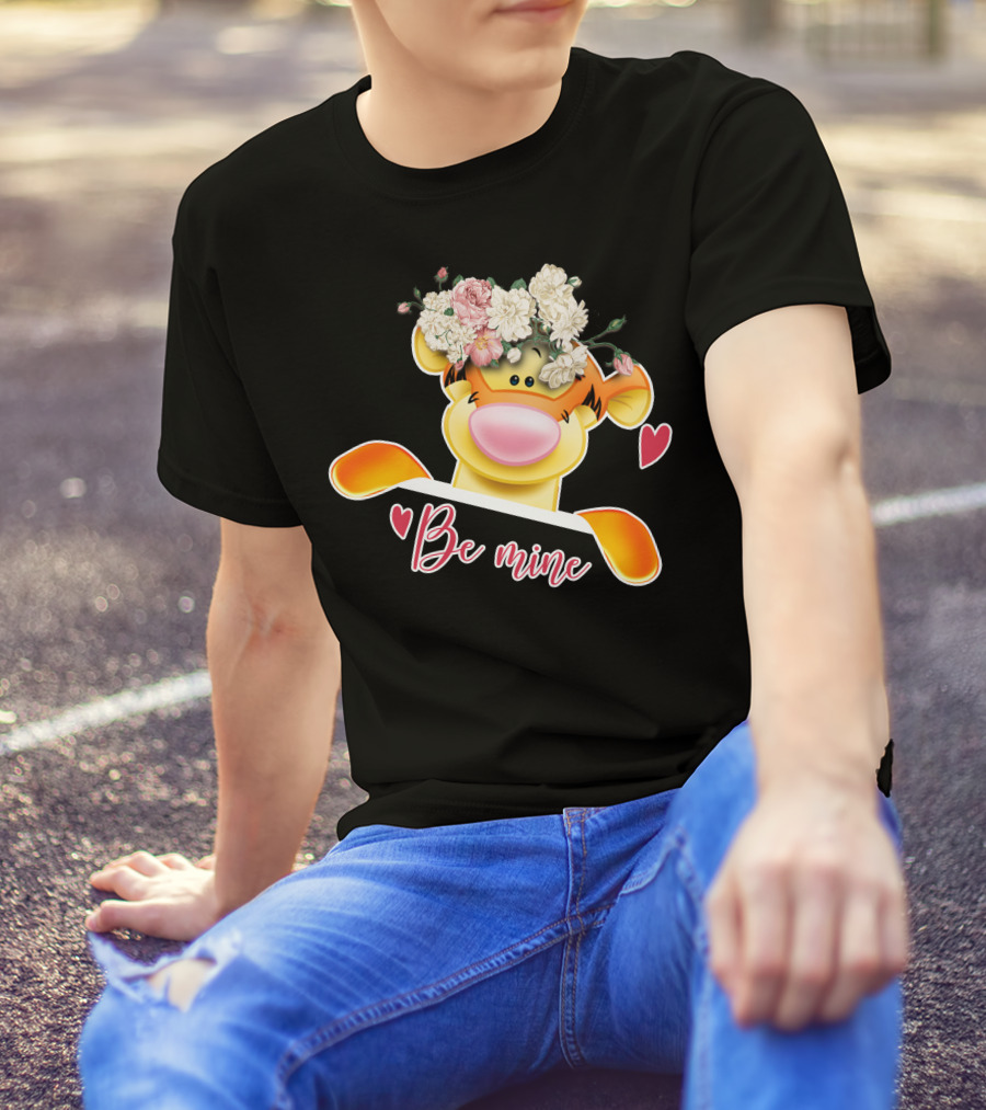 Tigger Be Mine With Flower Crown Valentine's Hearts T-Shirt