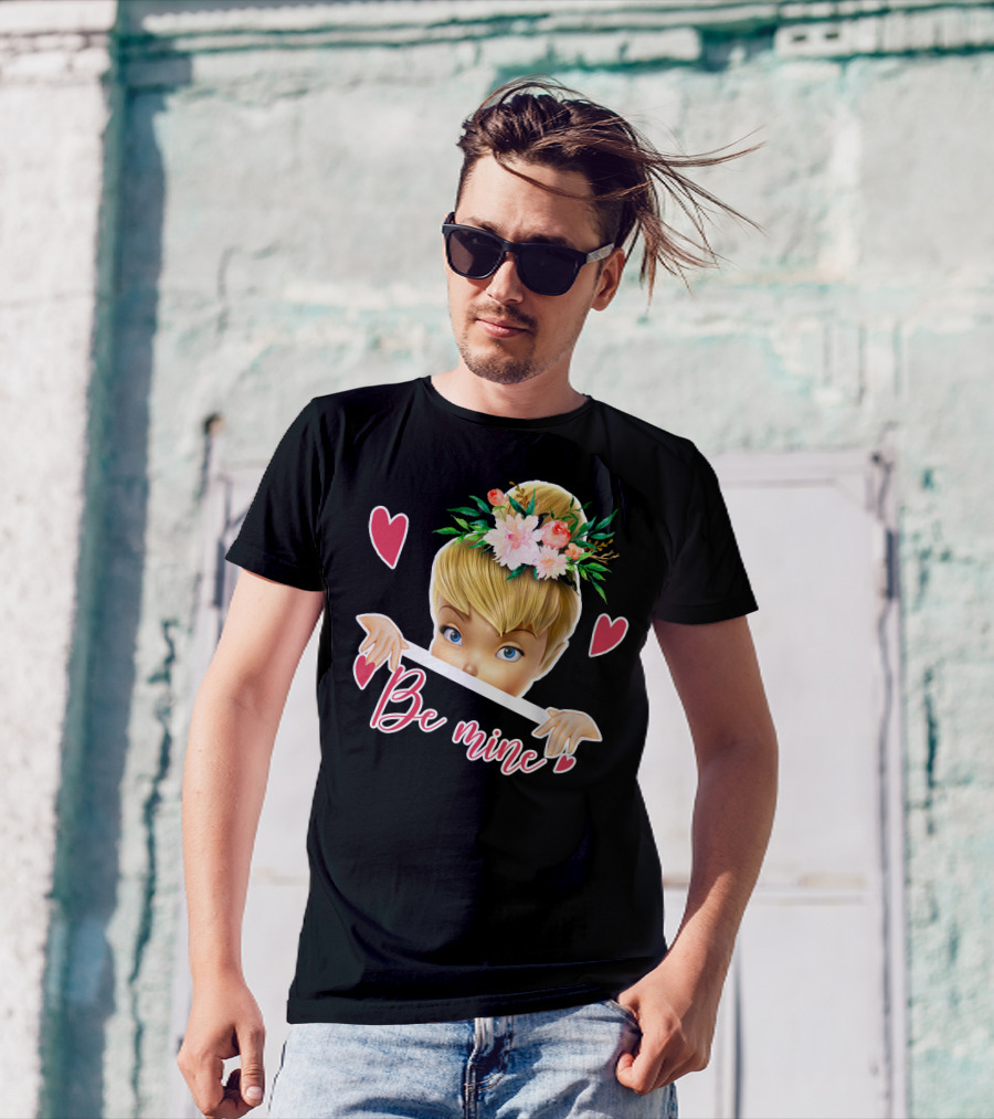 Tinkerbell Be Mine Valentine's Day Hearts Floral Crown T-Shirt