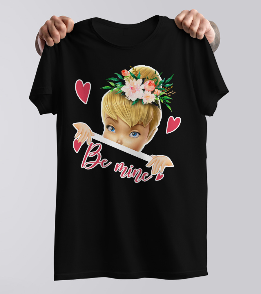 Tinkerbell Be Mine Valentine's Day Hearts Floral Crown T-Shirt