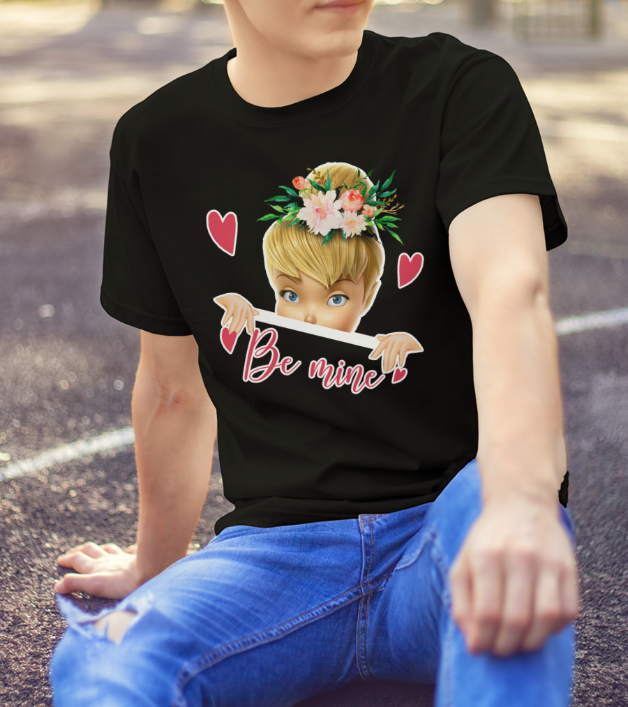 Tinkerbell Be Mine Valentine's Day Hearts Floral Crown T-Shirt