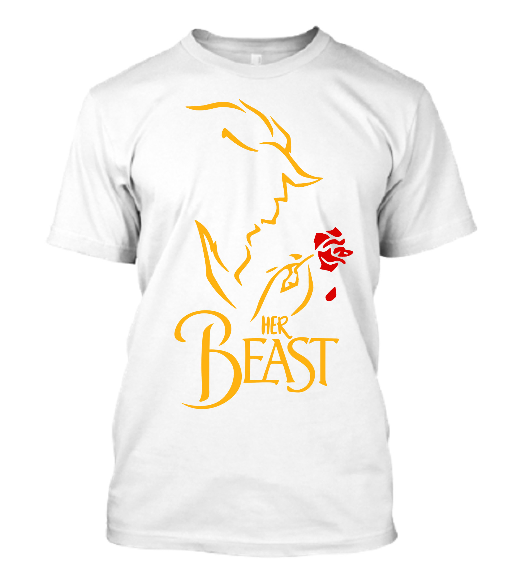 Her Beast Silhouette With Red Rose Beauty And The Beast T-Shirt