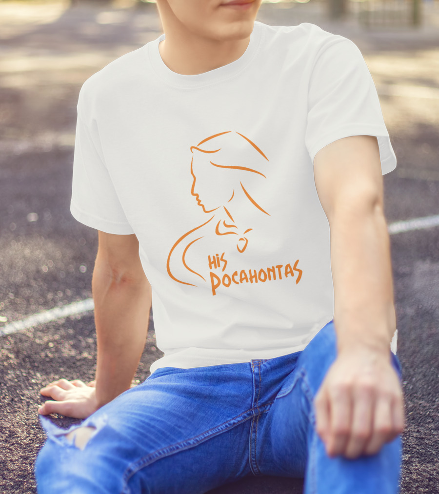 His Pocahontas Silhouette In Orange T-Shirt