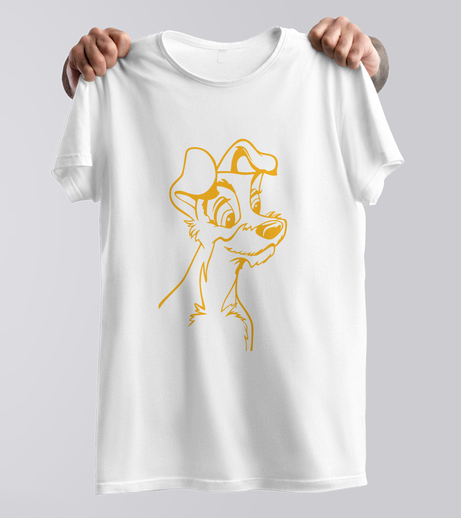 The Tramp Disney Outline Drawing T-Shirt