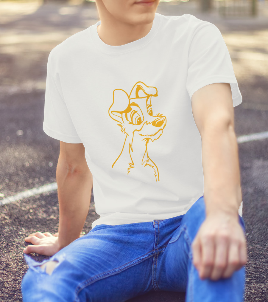 The Tramp Disney Outline Drawing T-Shirt