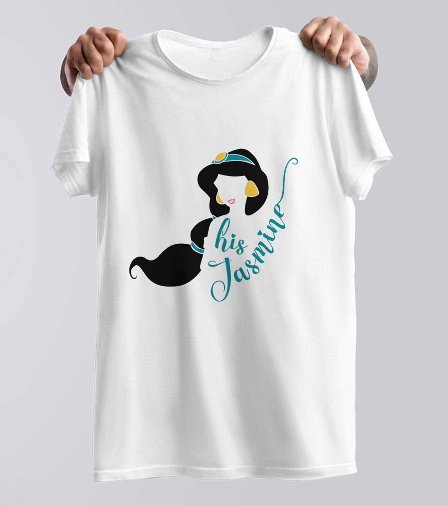 His Jasmine Princess Silhouette With Long Hair And Gold Accessories T-Shirt
