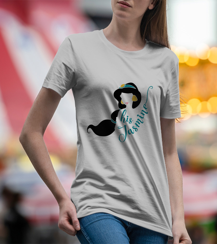 His Jasmine Princess Silhouette With Long Hair And Gold Accessories T-Shirt