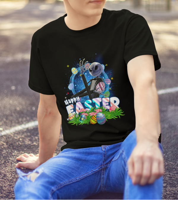 Jack Happy Easter With Eggs And Flowers T-Shirt