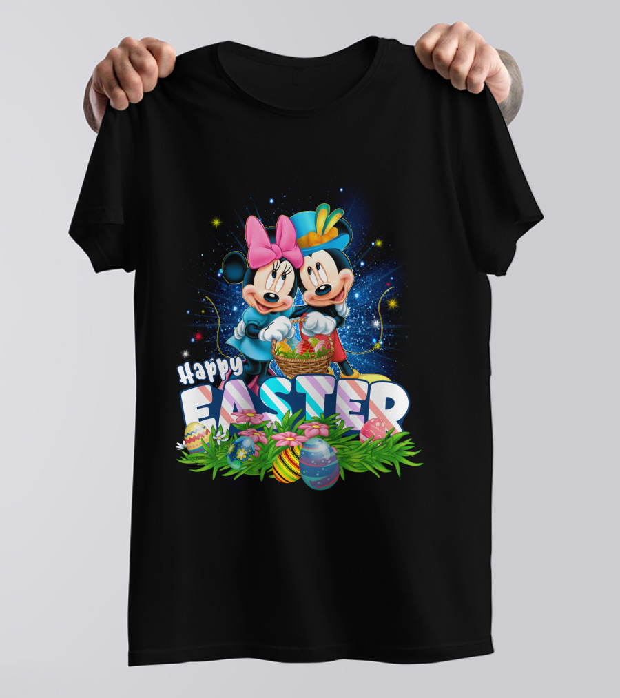 Mk Mn Happy Easter Basket Celebration With Colorful Eggs T-Shirt