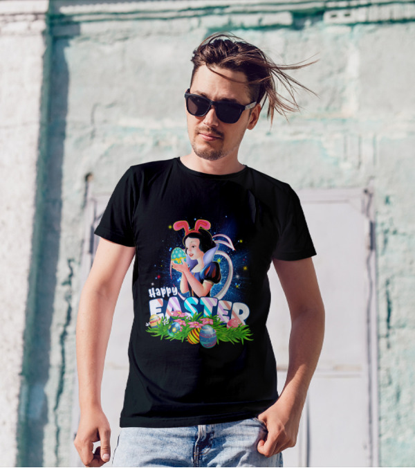 Snow White Happy Easter Bunny Ears Colorful Eggs Magic T-Shirt
