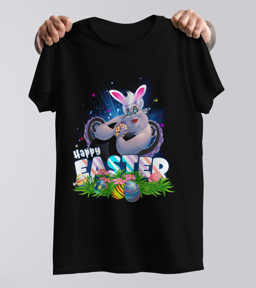 Ursula Happy Easter Bunny Eggs And Flowers T-Shirt