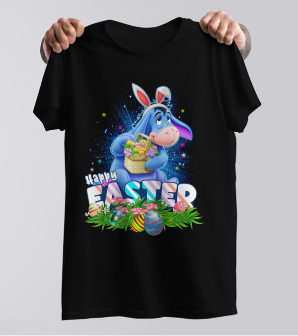Eeyore Easter Basket With Eggs And Flowers Happy Easter T-Shirt