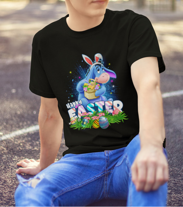 Eeyore Easter Basket With Eggs And Flowers Happy Easter T-Shirt