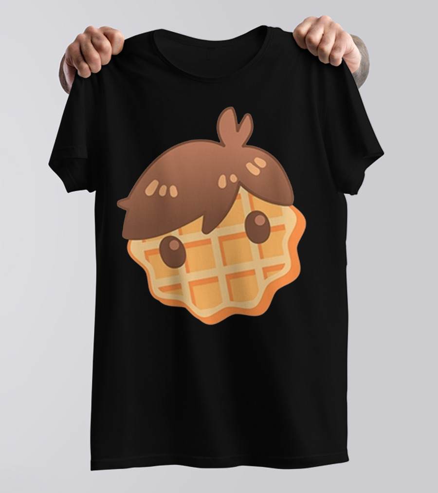 Waffle Head Cute Breakfast Character Face With Hair T-Shirt