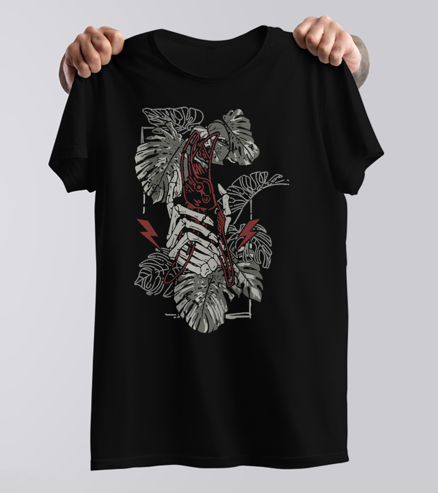 Plant Energy Botanical Skeleton With Lightning Bolts T-Shirt