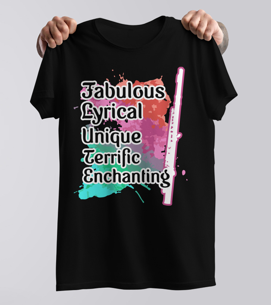 Fabulous Lyrical Unique Terrific Enchanting Flute Colorful Background T-Shirt