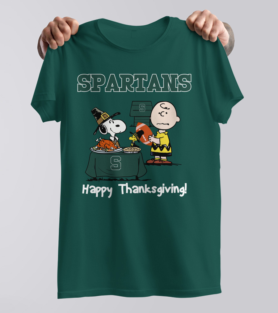 Spartans Snoopy Charlie Brown Thanksgiving Football T-Shirt