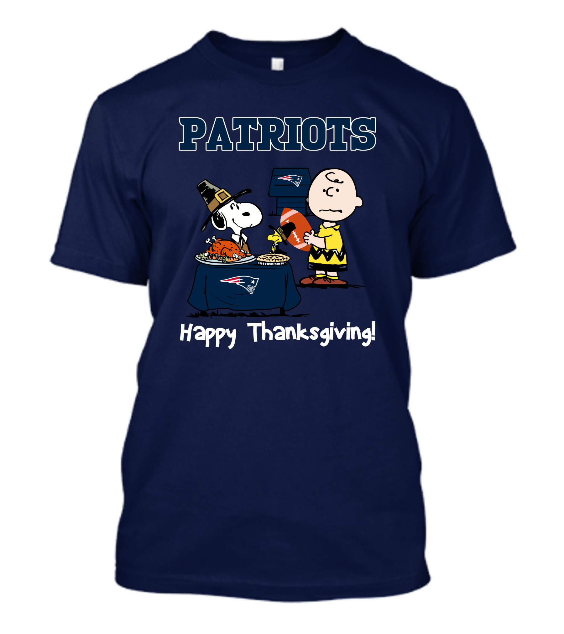New England Patriots Snoopy Charlie Brown Happy Thanksgiving Football T-Shirt