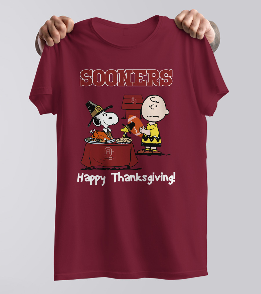 Sooners Happy Thanksgiving Snoopy And Charlie Brown T-Shirt