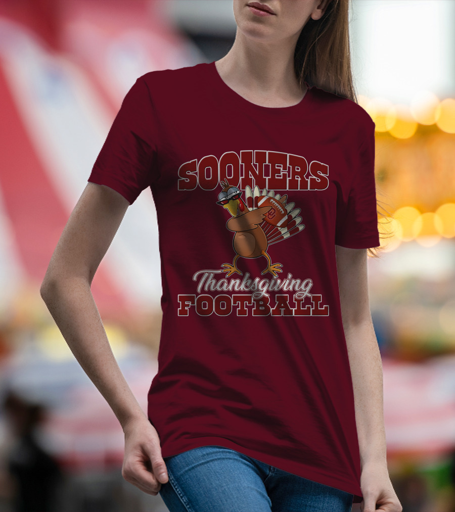 Sooners Thanksgiving Football Turkey In Sunglasses T-Shirt