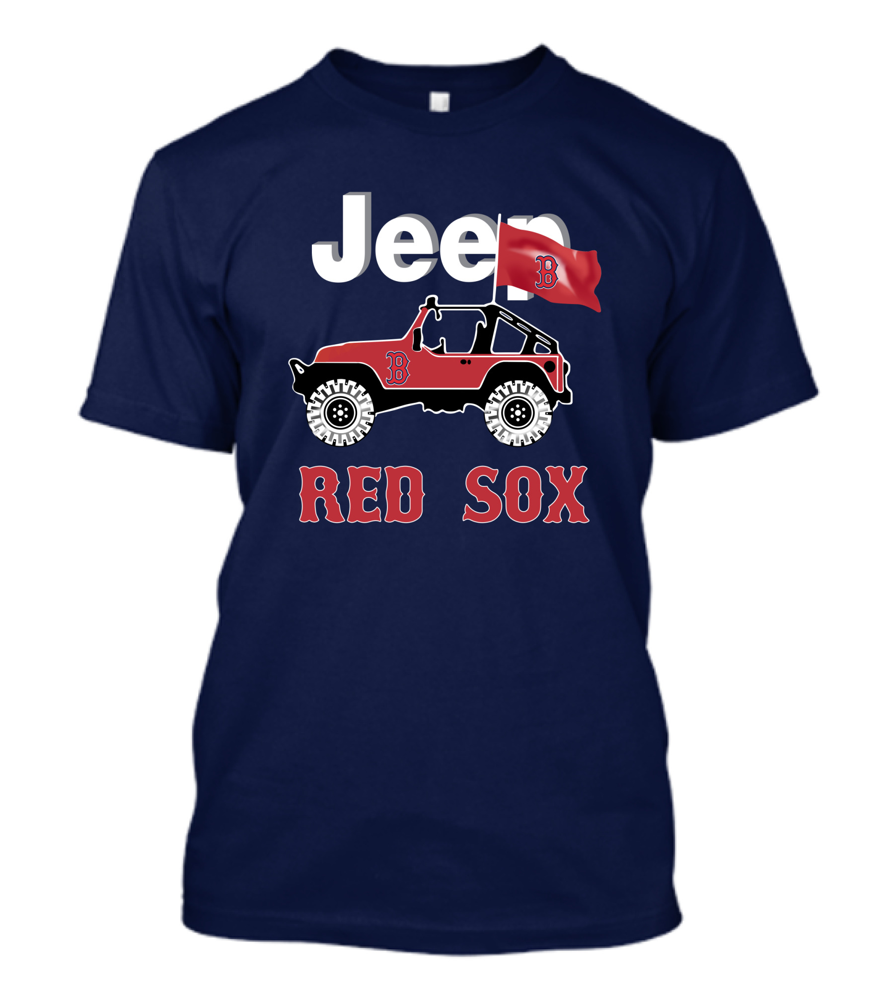 Jeep Red Sox Adventure With Boston Flag T-Shirt