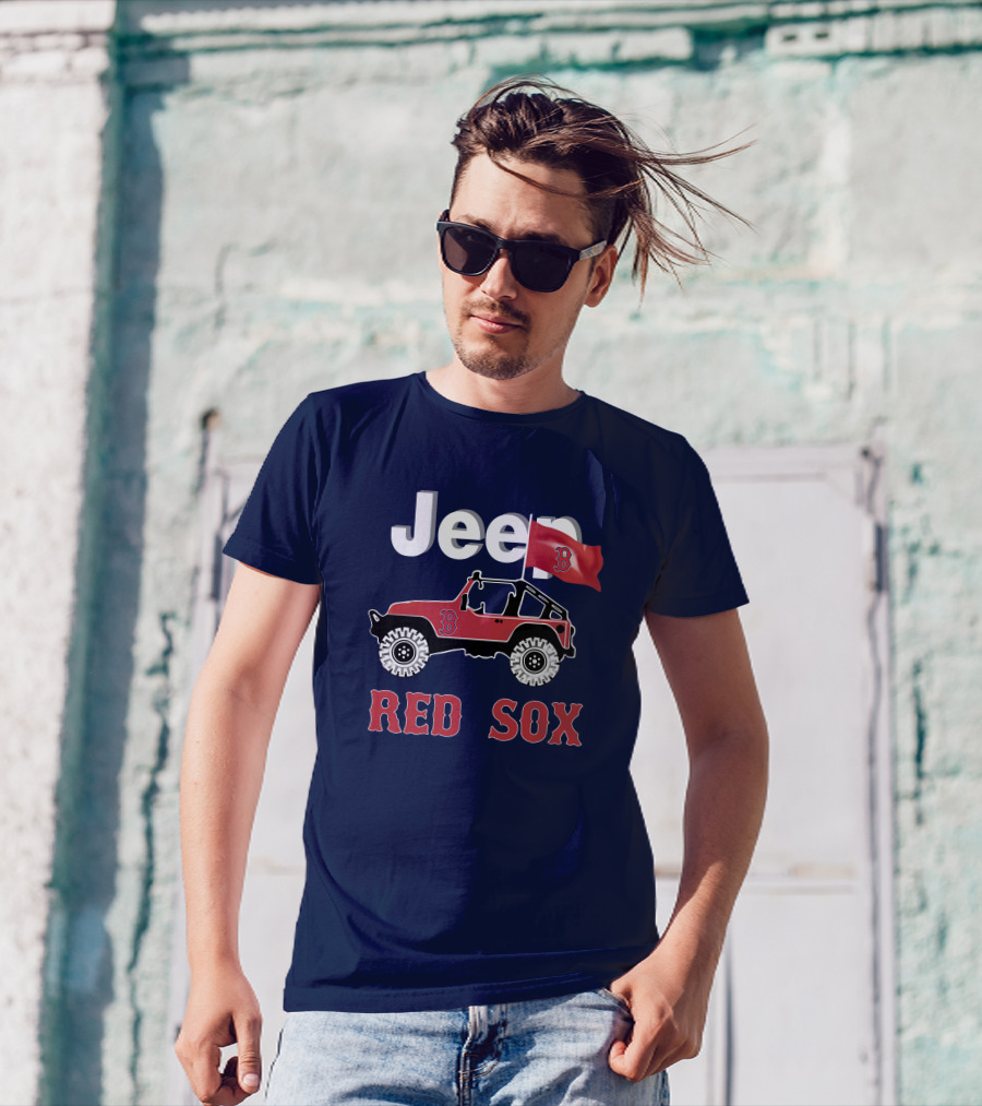 Jeep Red Sox Adventure With Boston Flag T-Shirt