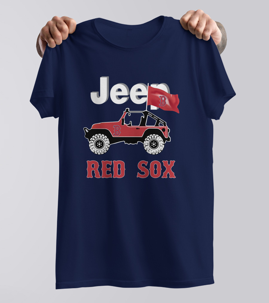 Jeep Red Sox Adventure With Boston Flag T-Shirt