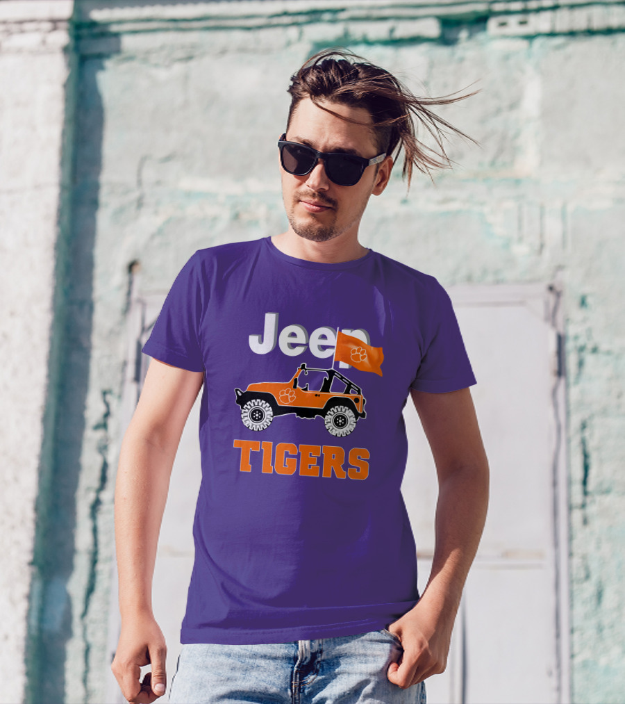 Jeep Clemson Tigers Paw Print Off-Road Enthusiast Flag T-Shirt
