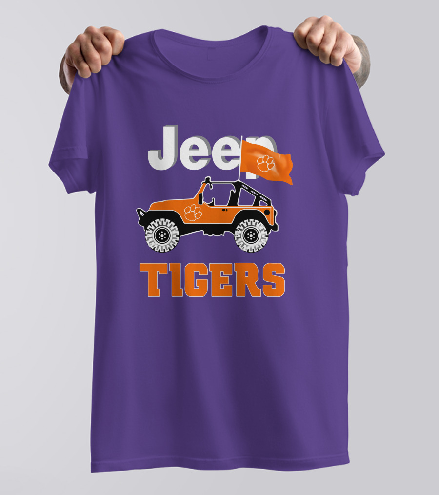 Jeep Clemson Tigers Paw Print Off-Road Enthusiast Flag T-Shirt